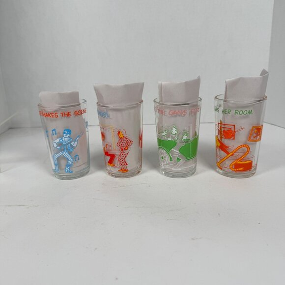 Vtg 1971 Archie Comics Glasses Set of 4 • Reggie Hot Dog Archie Sabrina • Reggie - Picture 6 of 13